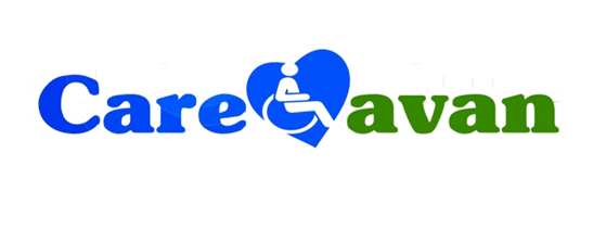 A blue and green logo with a person in a wheelchair

Description automatically generated
