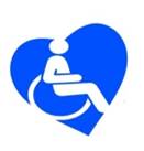 A blue heart with a person in a wheelchair

Description automatically generated